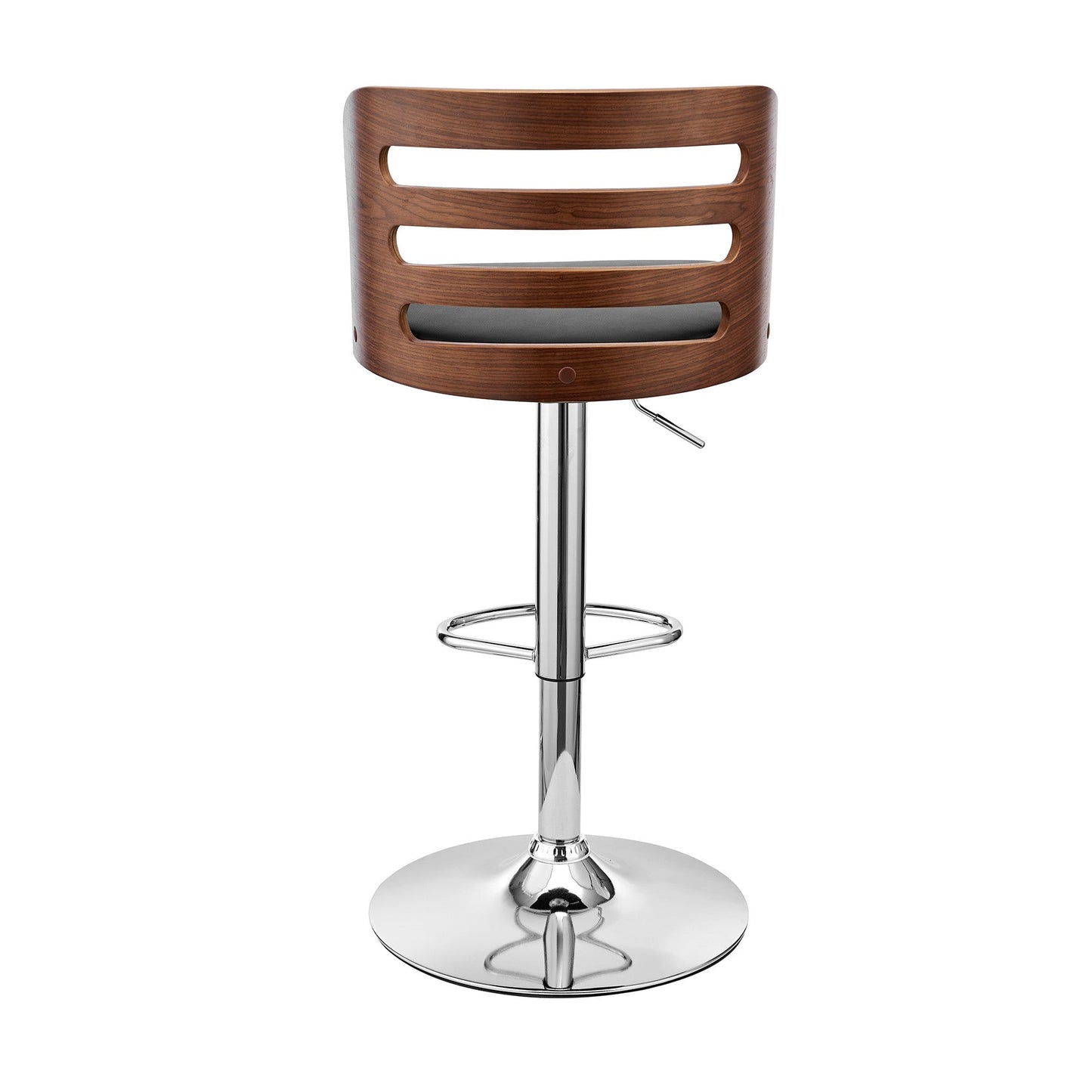 HomeRoots Black Upholstered Chrome Base Adjustable Swivel Bar Stool