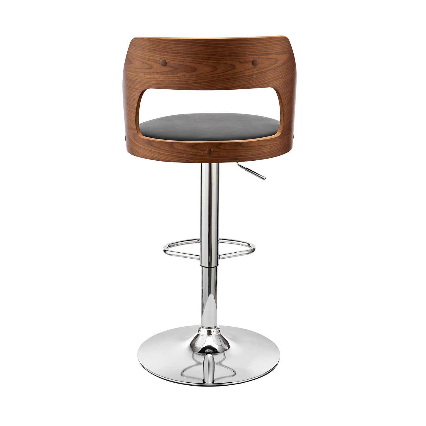 HomeRoots Black Upholstered Chrome Base Adjustable Swivel Bar Stool