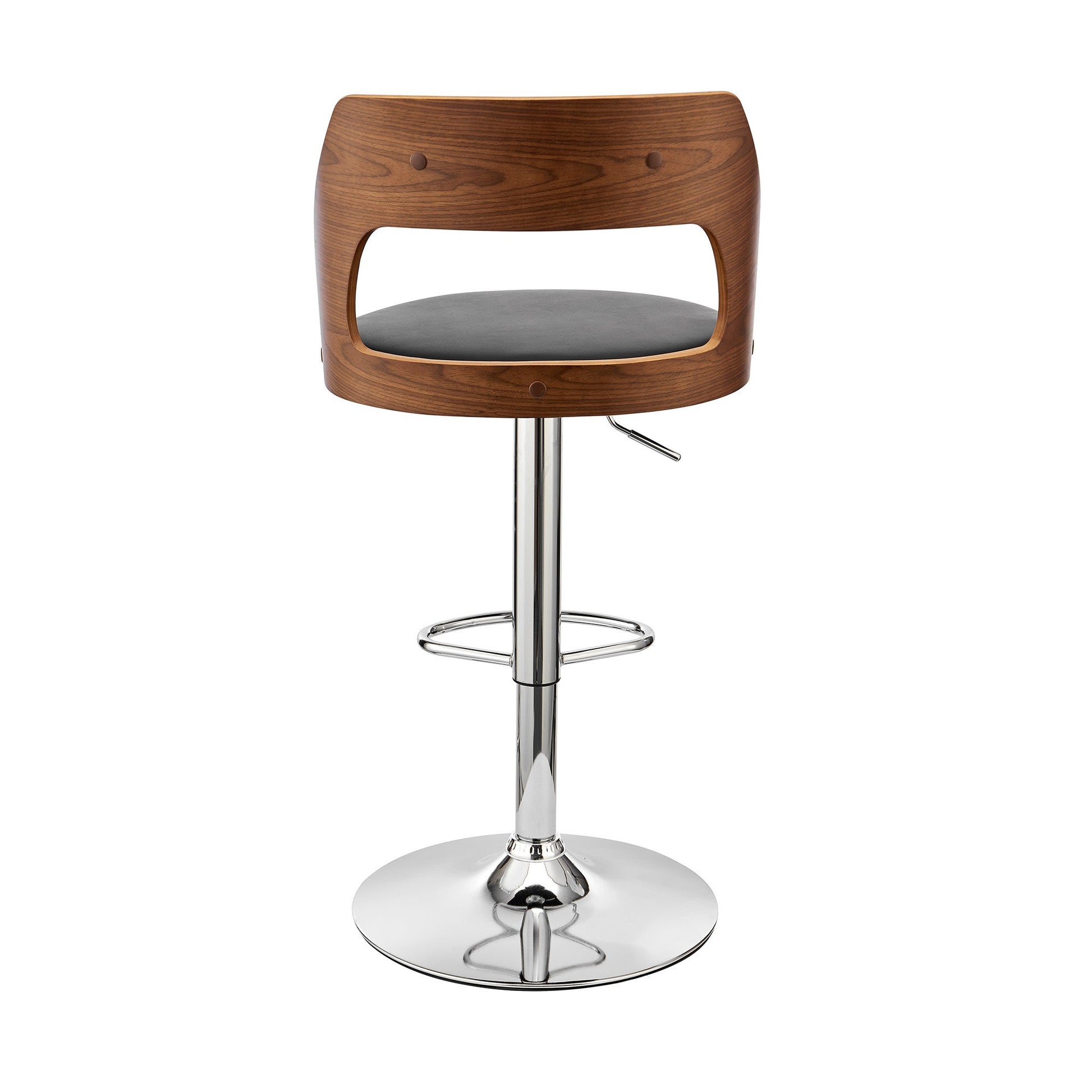 HomeRoots Black Upholstered Chrome Base Adjustable Swivel Bar Stool