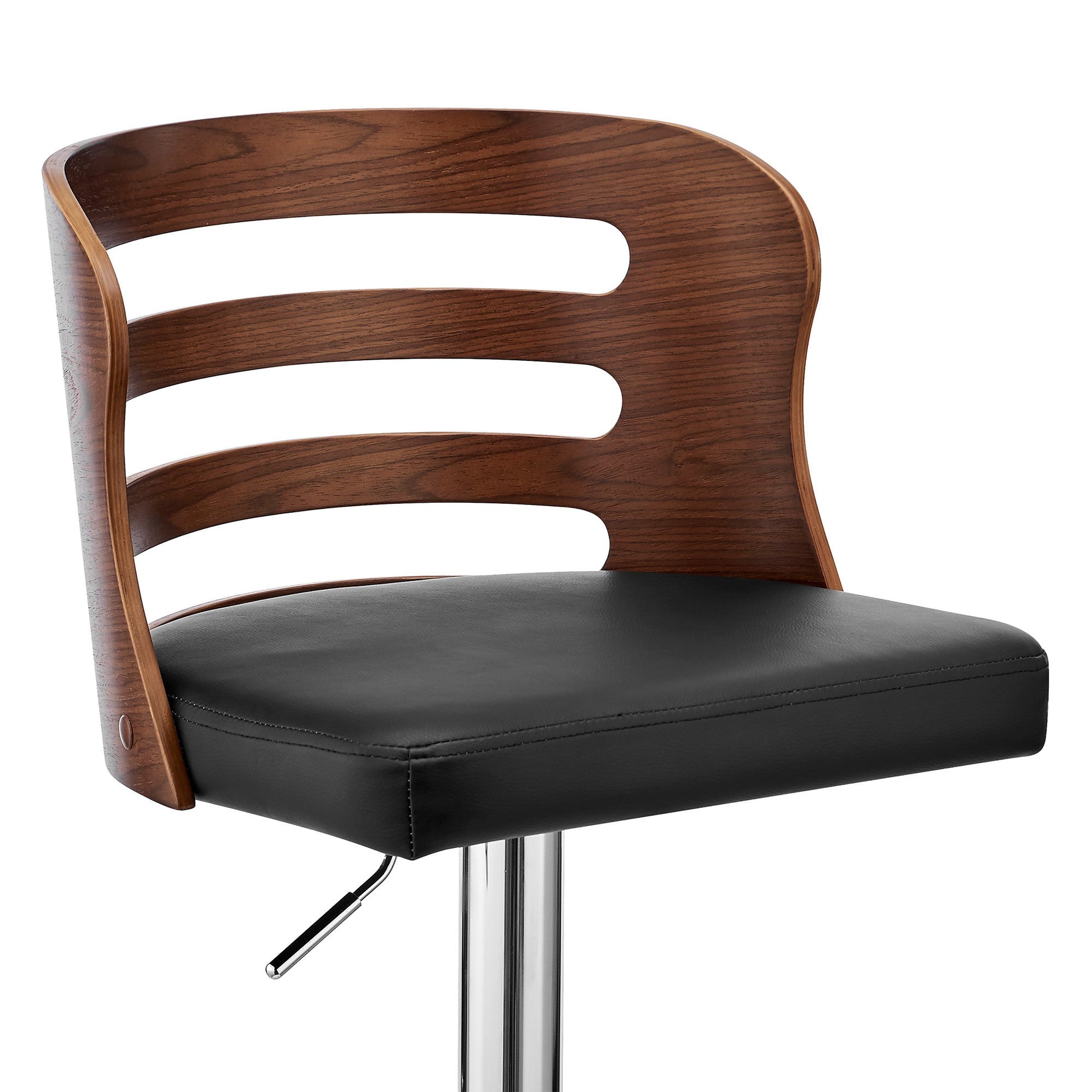 HomeRoots Black Upholstered Chrome Base Adjustable Swivel Bar Stool