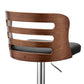 HomeRoots Black Upholstered Chrome Base Adjustable Swivel Bar Stool