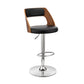 HomeRoots Black Upholstered Chrome Base Adjustable Swivel Bar Stool