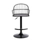 HomeRoots Black Wood and Metal Adjustable Curve Back Bar Stool