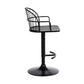 HomeRoots Black Wood and Metal Adjustable Curve Back Bar Stool