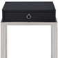 HomeRoots Black and Chrome End Table With Ring Pull Drawer
