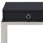 HomeRoots Black and Chrome End Table With Ring Pull Drawer