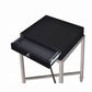 HomeRoots Black and Chrome End Table With Ring Pull Drawer