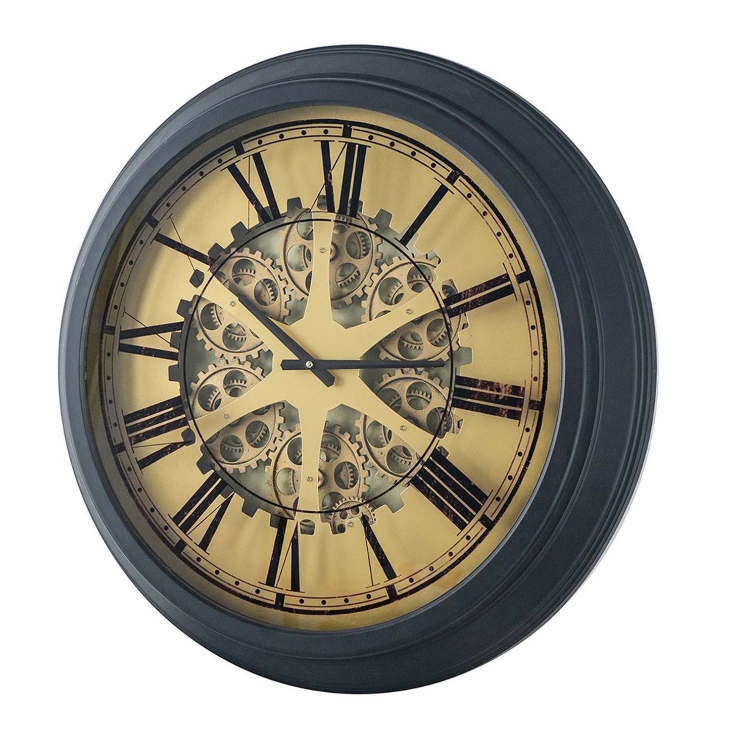 HomeRoots Black and Copper Exposed Gears Round Wall Clock