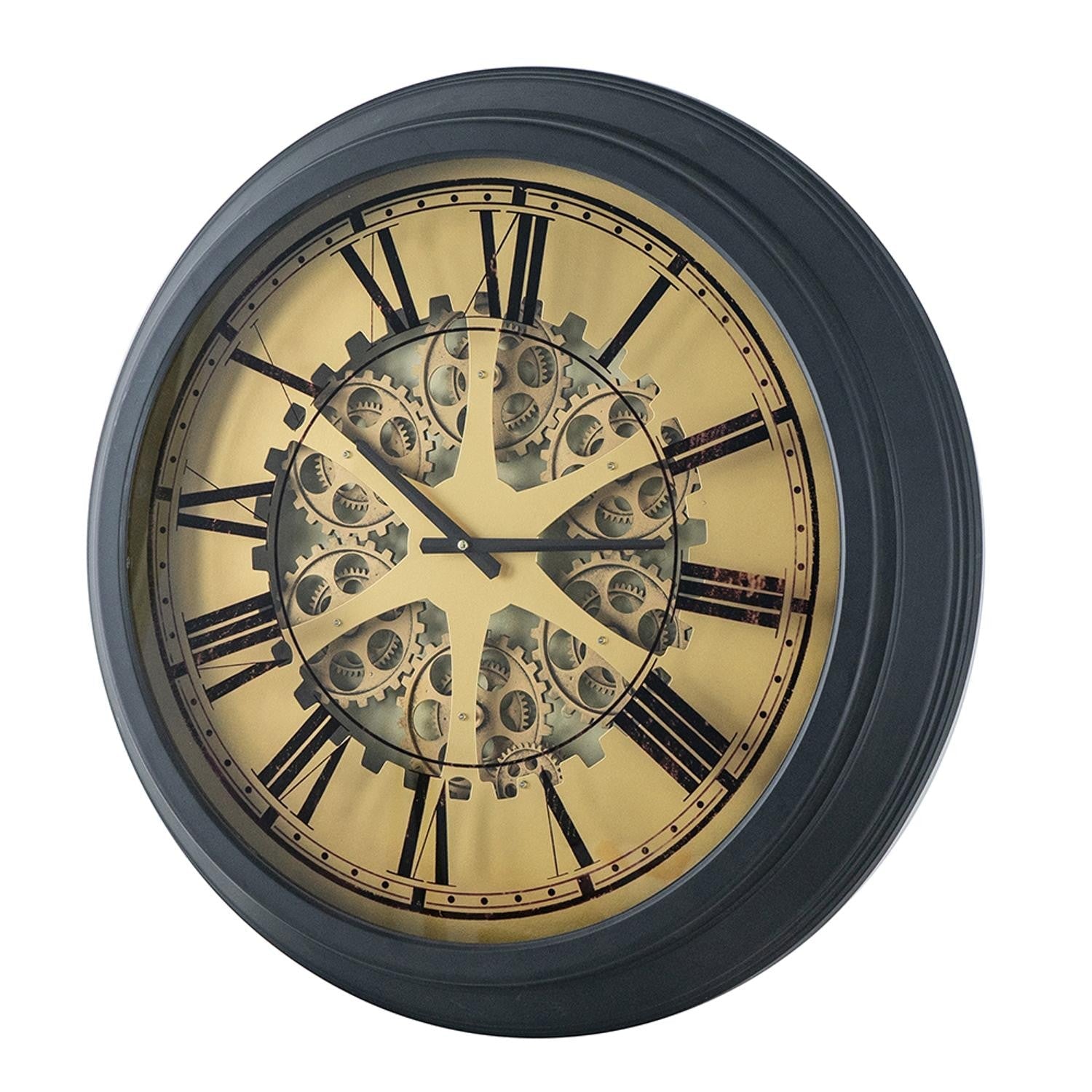 HomeRoots Black and Copper Exposed Gears Round Wall Clock