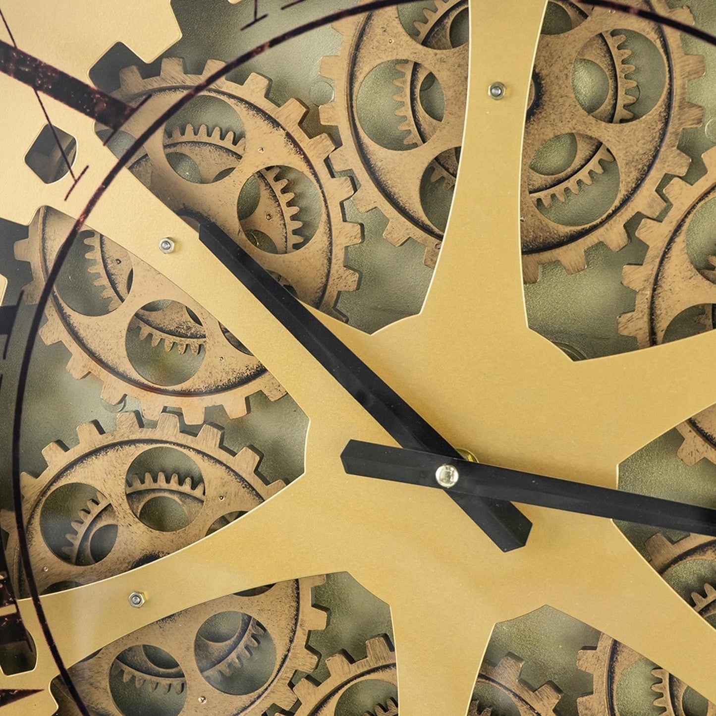 HomeRoots Black and Copper Exposed Gears Round Wall Clock