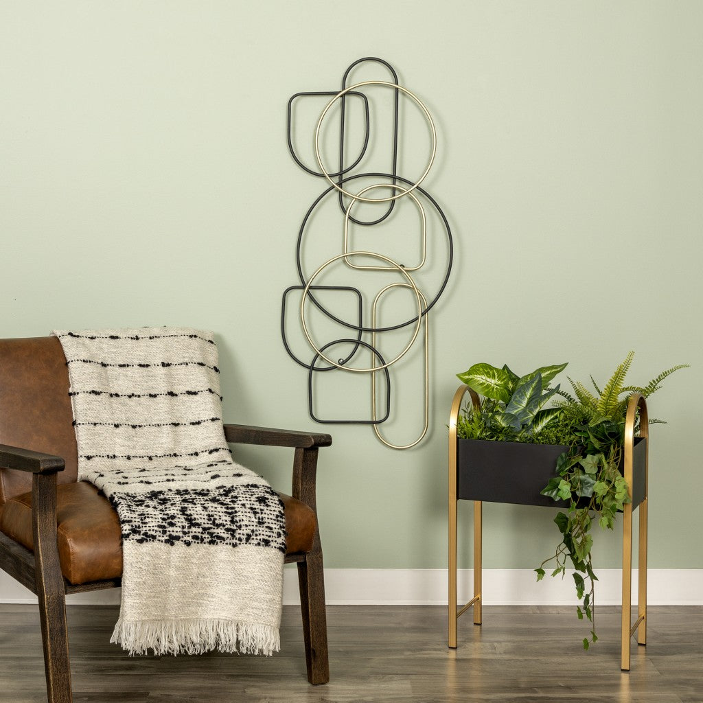 HomeRoots Black and Gold Metal Wire Design Wall Décor