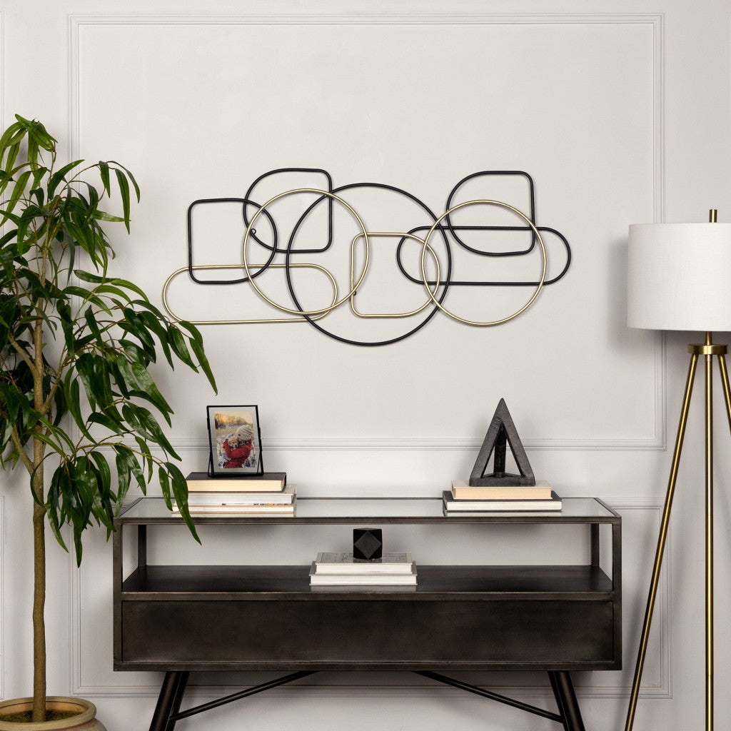 HomeRoots Black and Gold Metal Wire Design Wall Décor