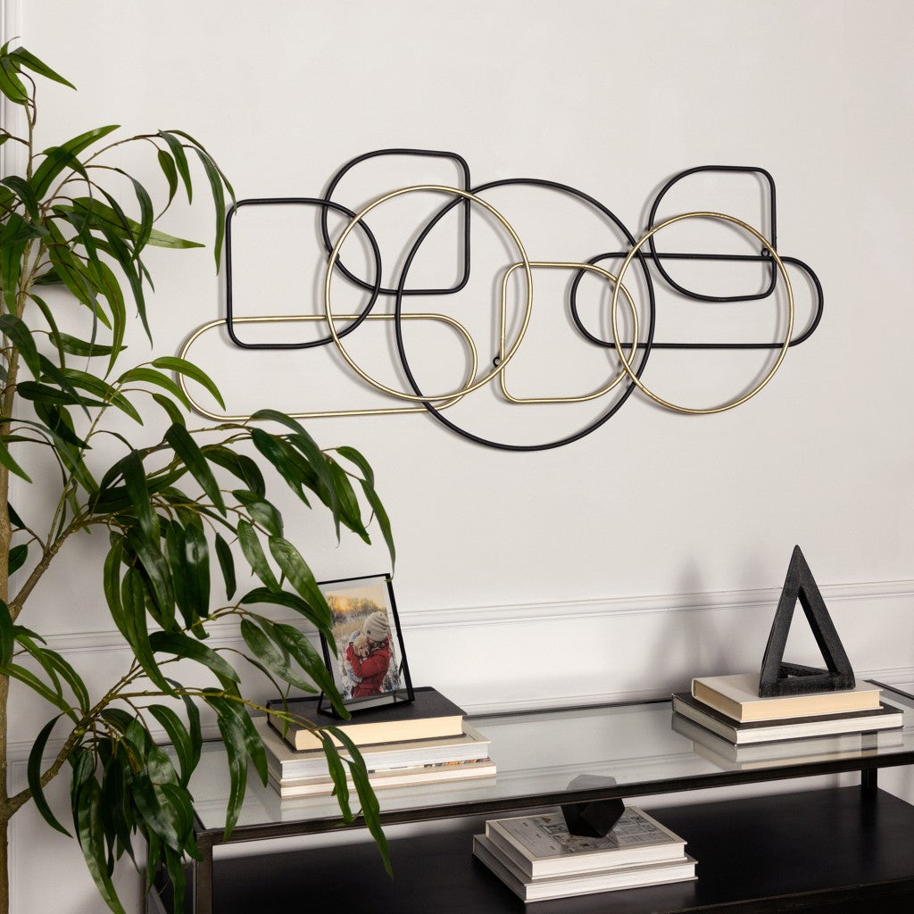 HomeRoots Black and Gold Metal Wire Design Wall Décor