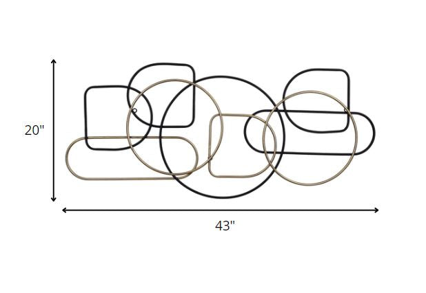 HomeRoots Black and Gold Metal Wire Design Wall Décor