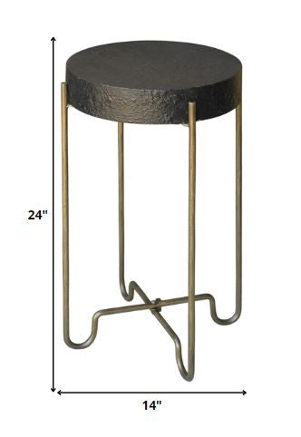 HomeRoots Black and Gold Side Table