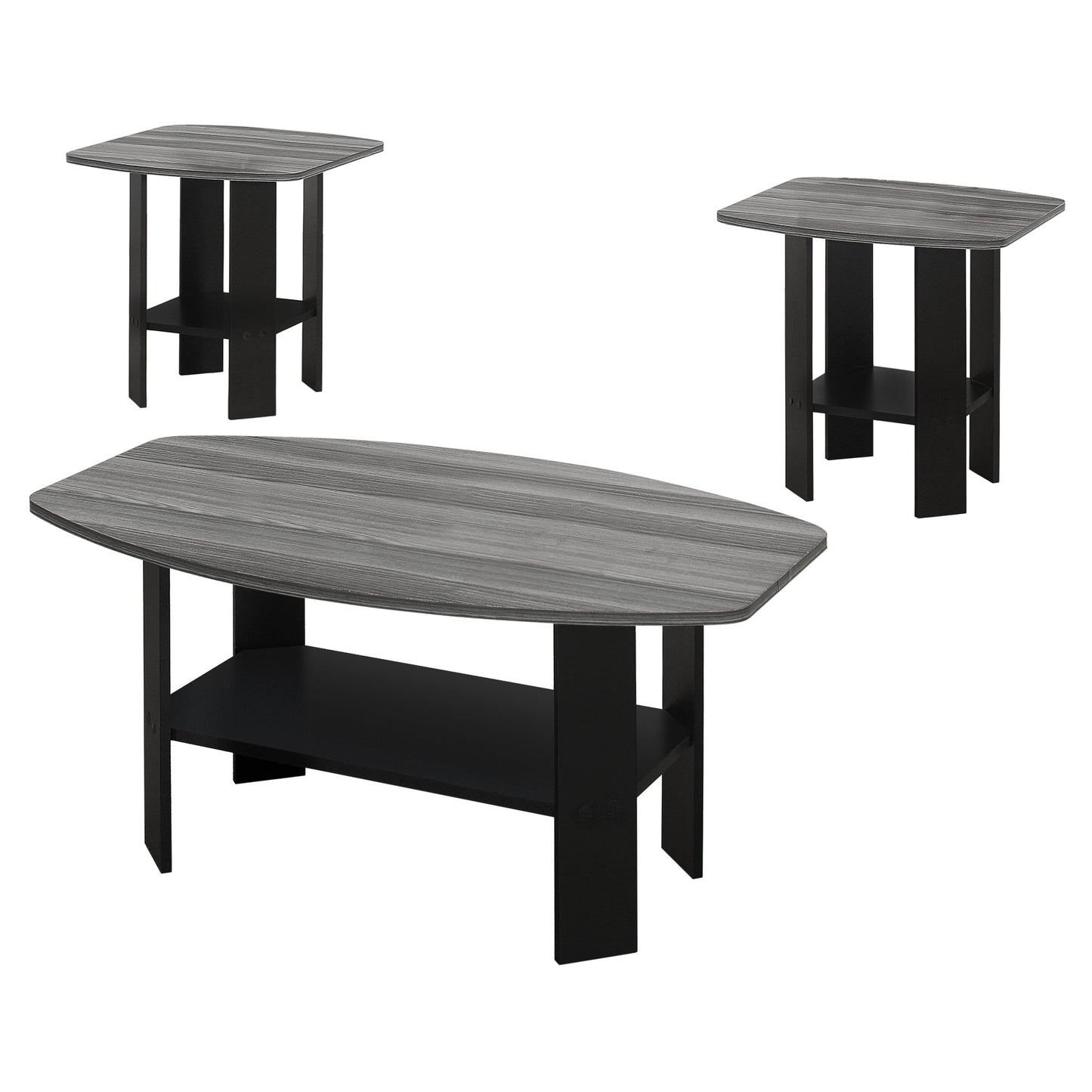 HomeRoots Black and Grey Contemporary Table in Set of 3