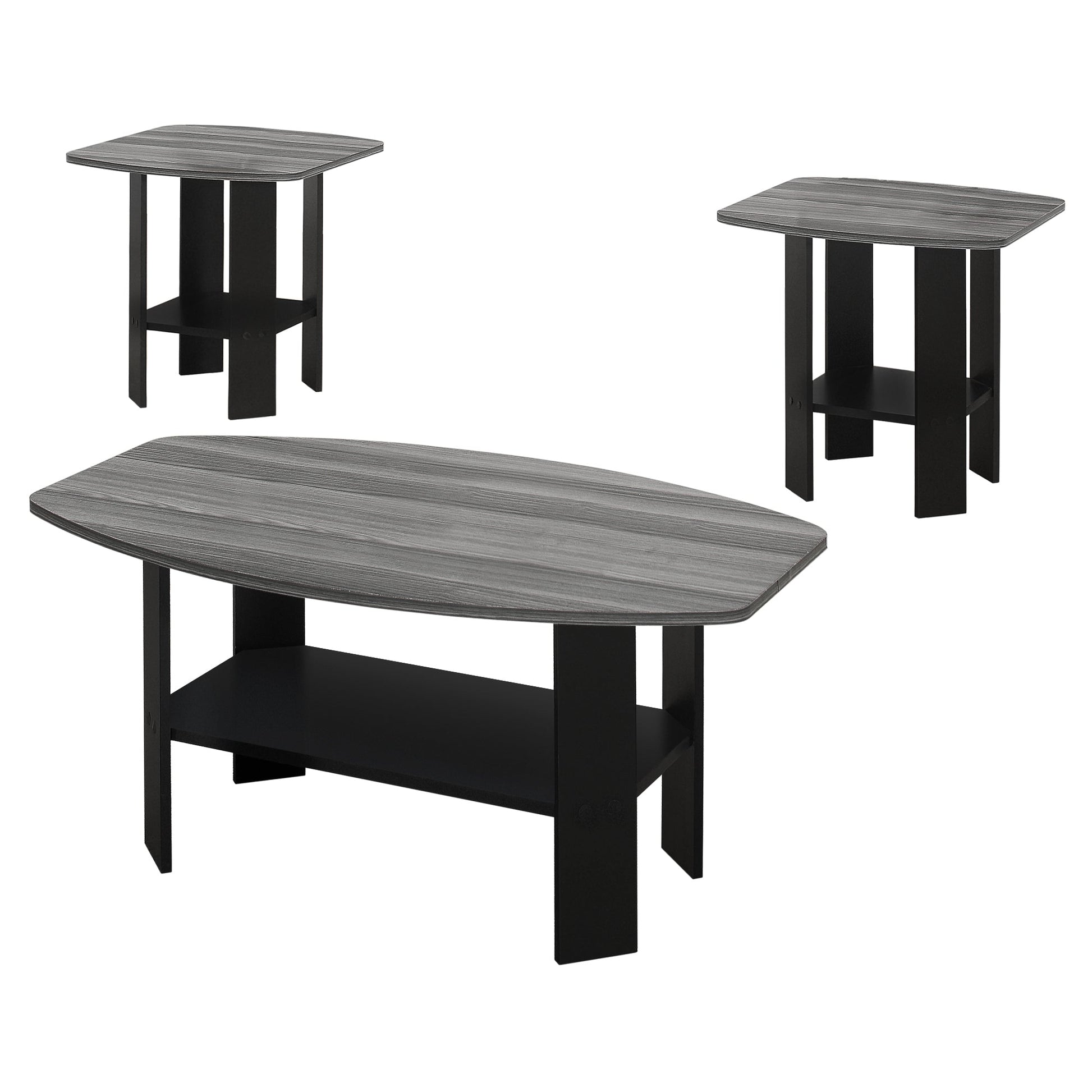 HomeRoots Black and Grey Contemporary Table in Set of 3