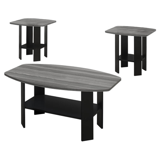 HomeRoots Black and Grey Contemporary Table in Set of 3