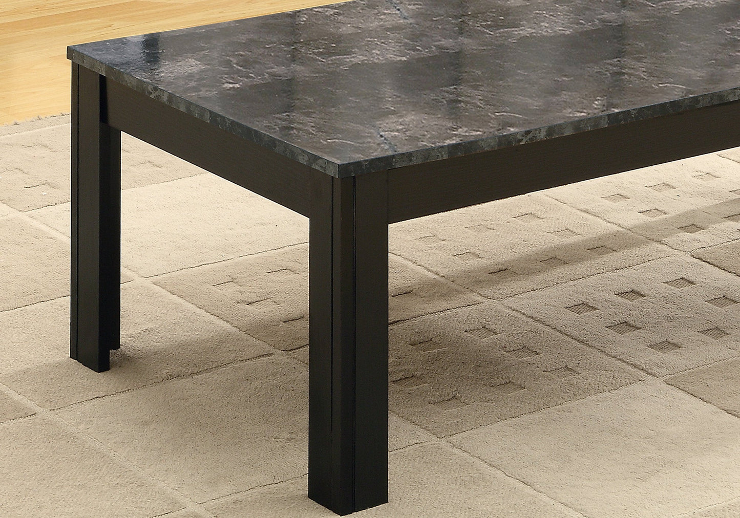 HomeRoots Black and Grey Marble-Look Top Table in Set of 3