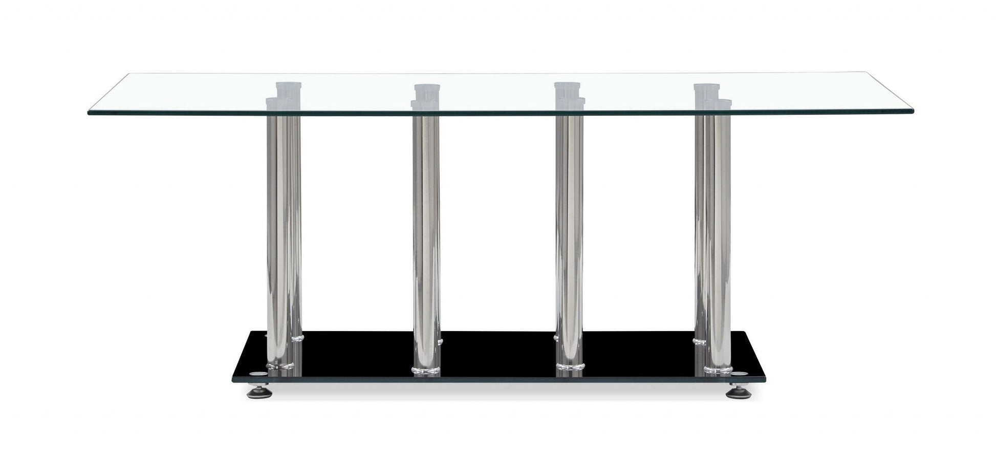 HomeRoots Black and Silver Modern Coffee Table with Tempered Glass Top