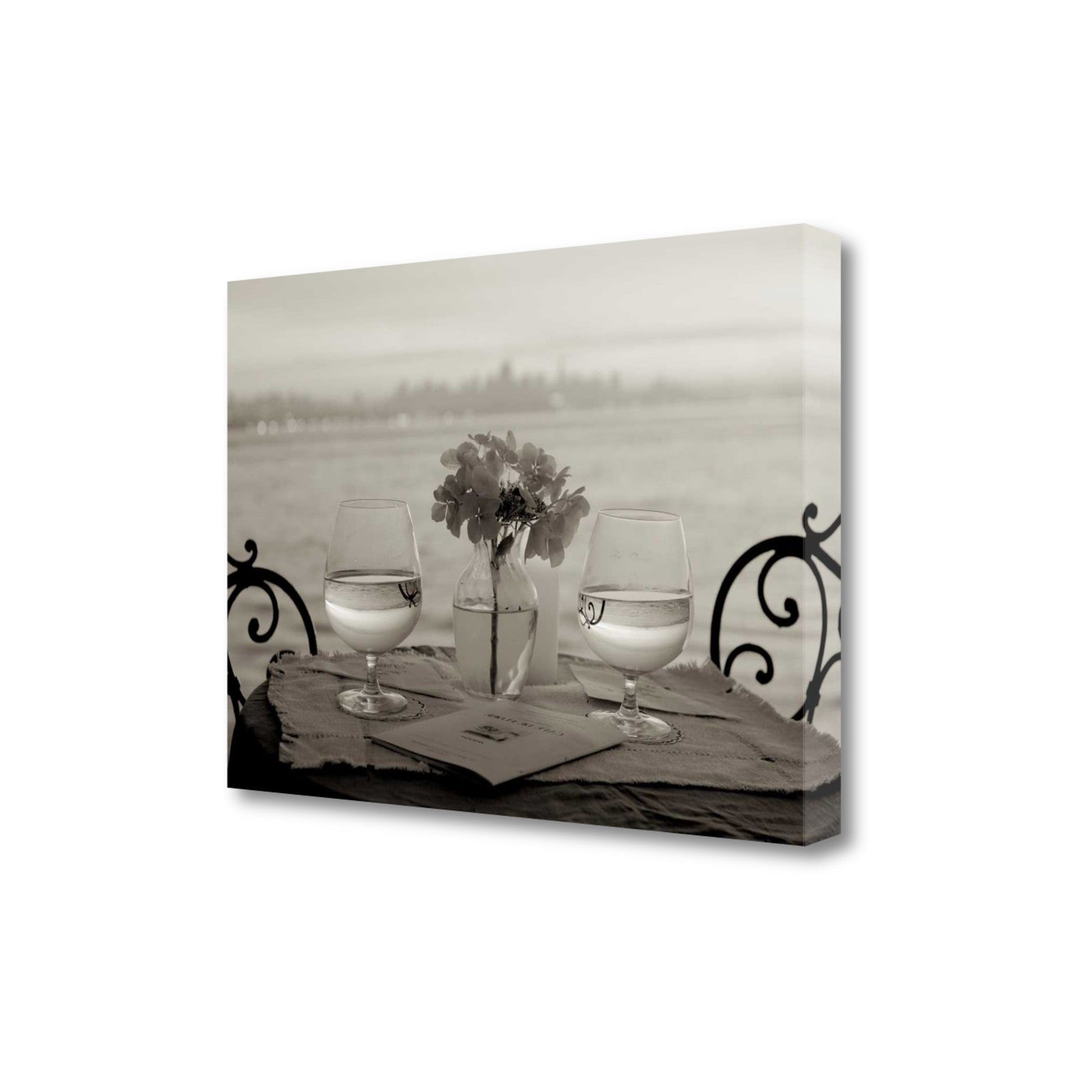 HomeRoots Black and White Romantic Date For Two City 4 Giclee Wrap Canvas Wall Art