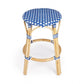 HomeRoots Blue And White Rattan Counter Stool