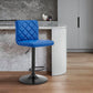 HomeRoots Blue Faux Leather Swivel Adjustable Bar Stool