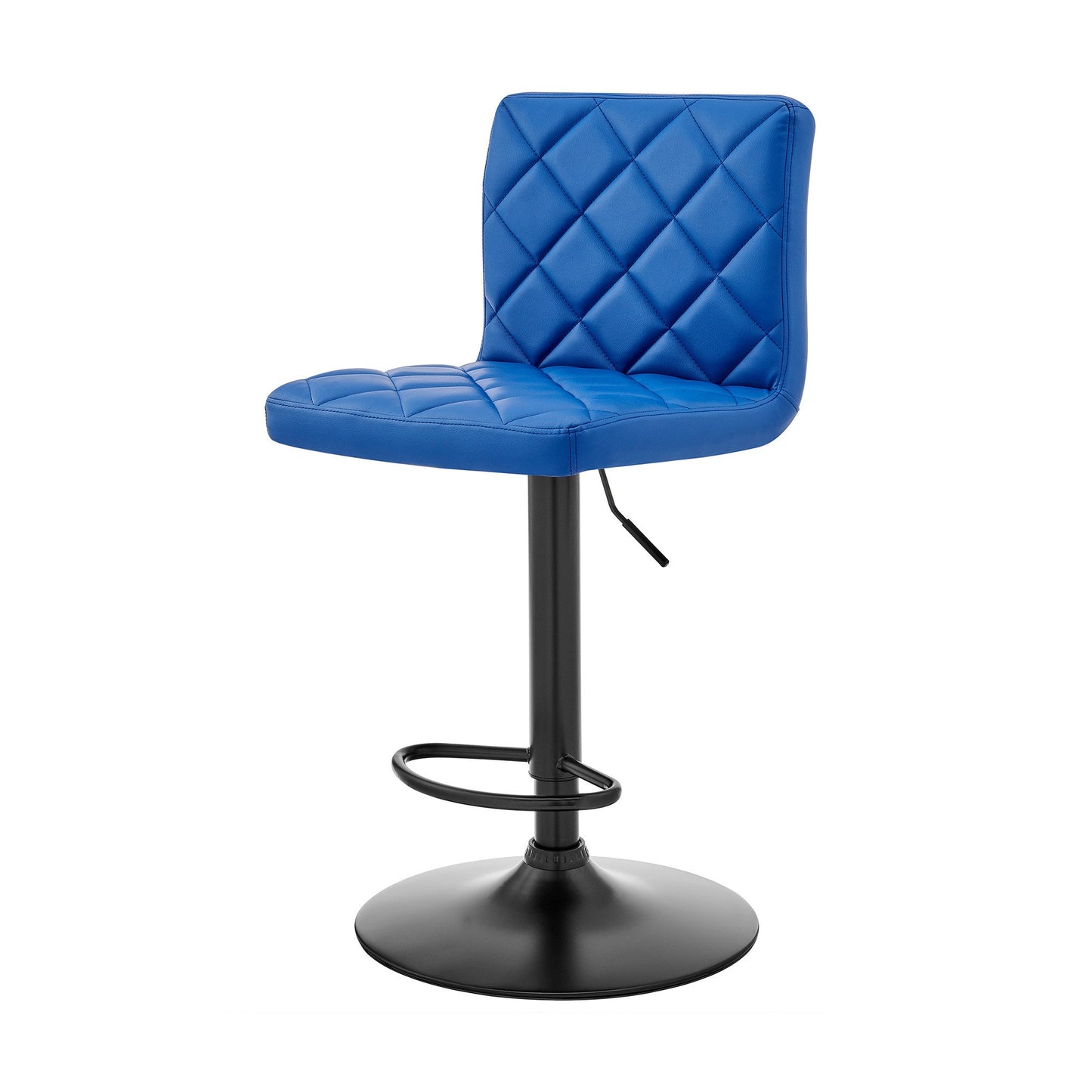 HomeRoots Blue Faux Leather Swivel Adjustable Bar Stool