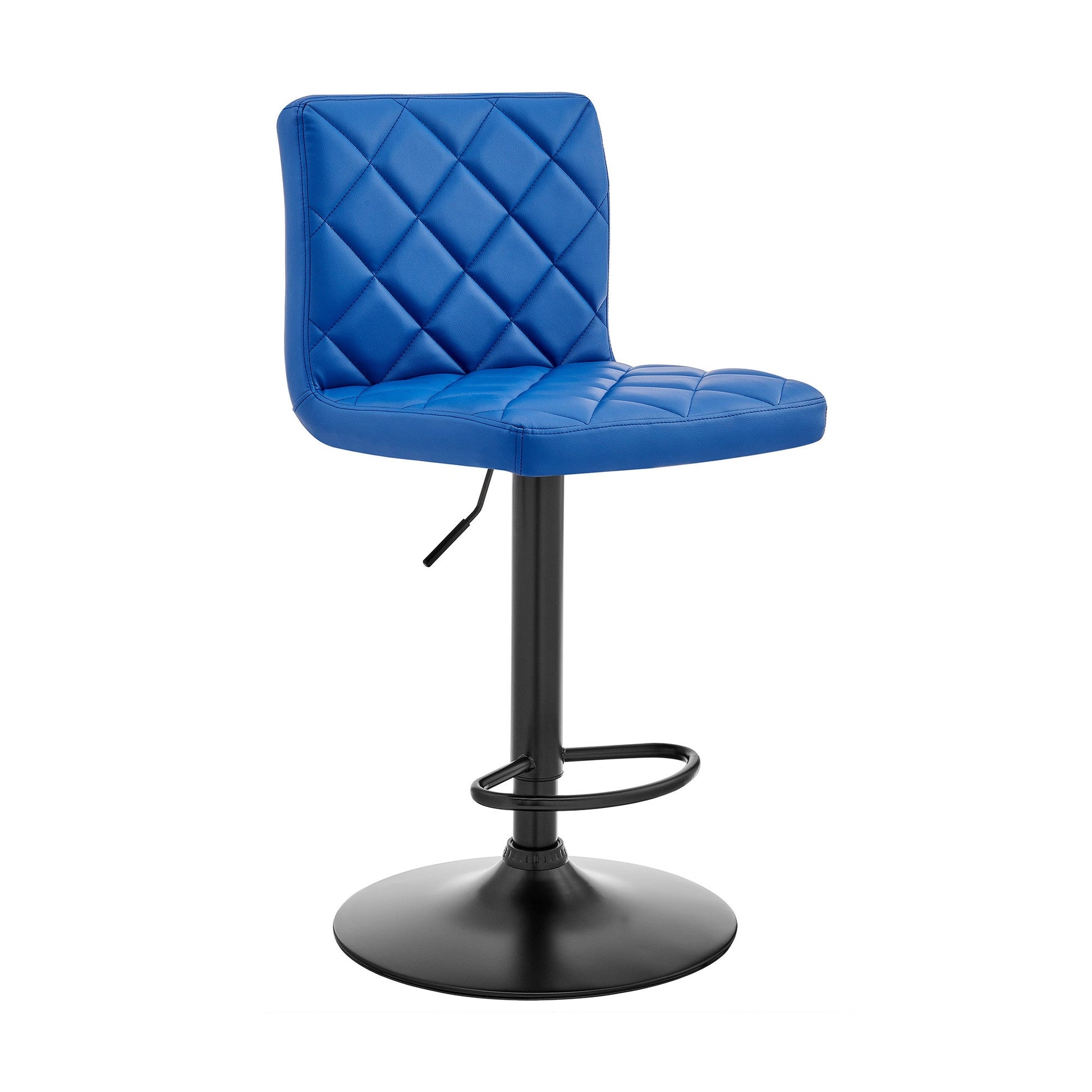 HomeRoots Blue Faux Leather Swivel Adjustable Bar Stool