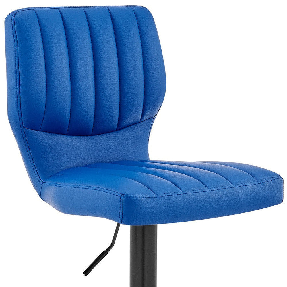 HomeRoots Blue Faux Leather Textured Adjustable Bar Stool