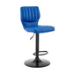 HomeRoots Blue Faux Leather Textured Adjustable Bar Stool