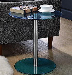 HomeRoots Blue Glass Double Sphere Side Table