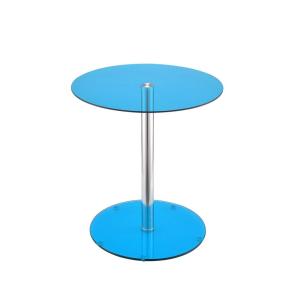 HomeRoots Blue Glass Double Sphere Side Table