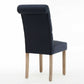 HomeRoots Blue Roll Top Tufted Linen Fabric Modern Dining Chair In Set Of Two