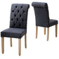 HomeRoots Blue Roll Top Tufted Linen Fabric Modern Dining Chair In Set Of Two
