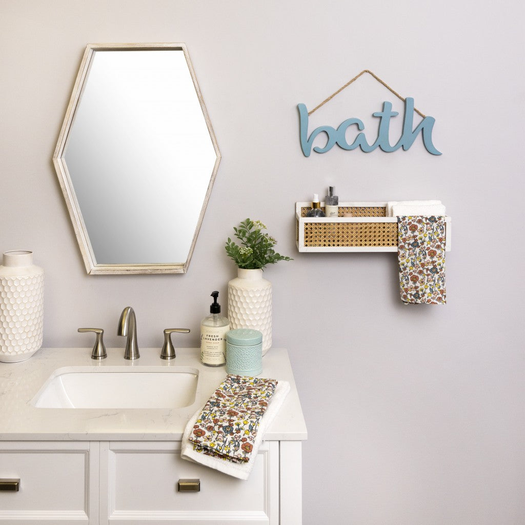 HomeRoots Blue Wooden Bath Hanging Wall Décor