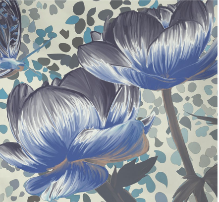 HomeRoots Blue and Grey Butterfly with Roses 80" x 68" Hanging Wall Tapestry
