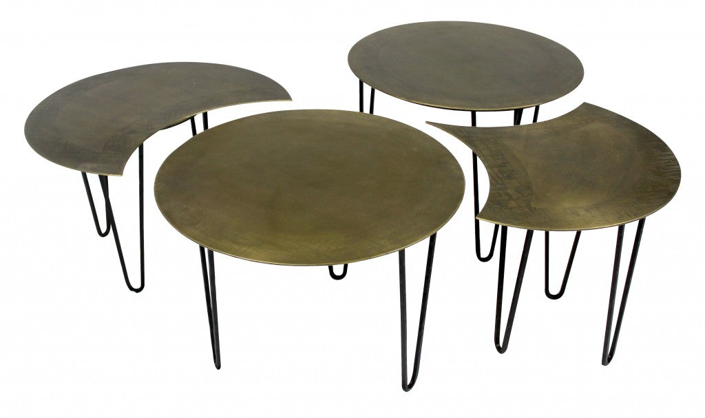 HomeRoots Bohemian Gold Cocktail Table in Set of Four