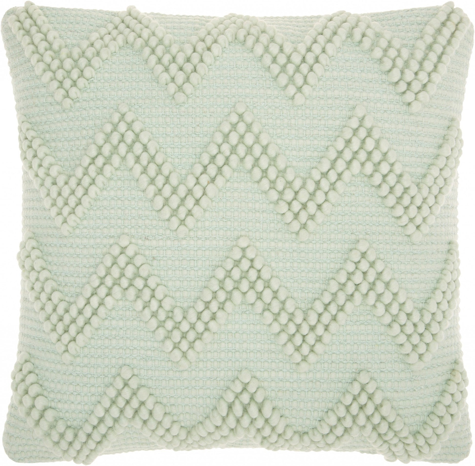 HomeRoots Boho Seafoam Green Textural Chevron Throw Pillow