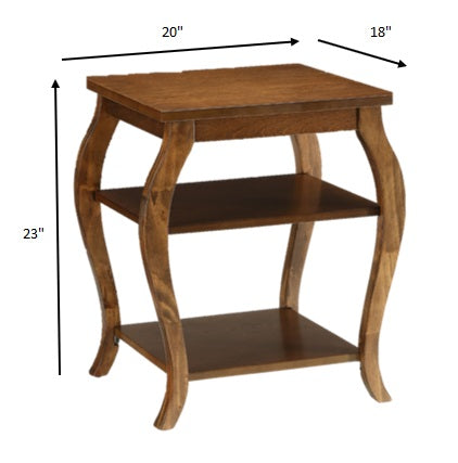 HomeRoots Bow Leg Square End Table With Walnut Finish