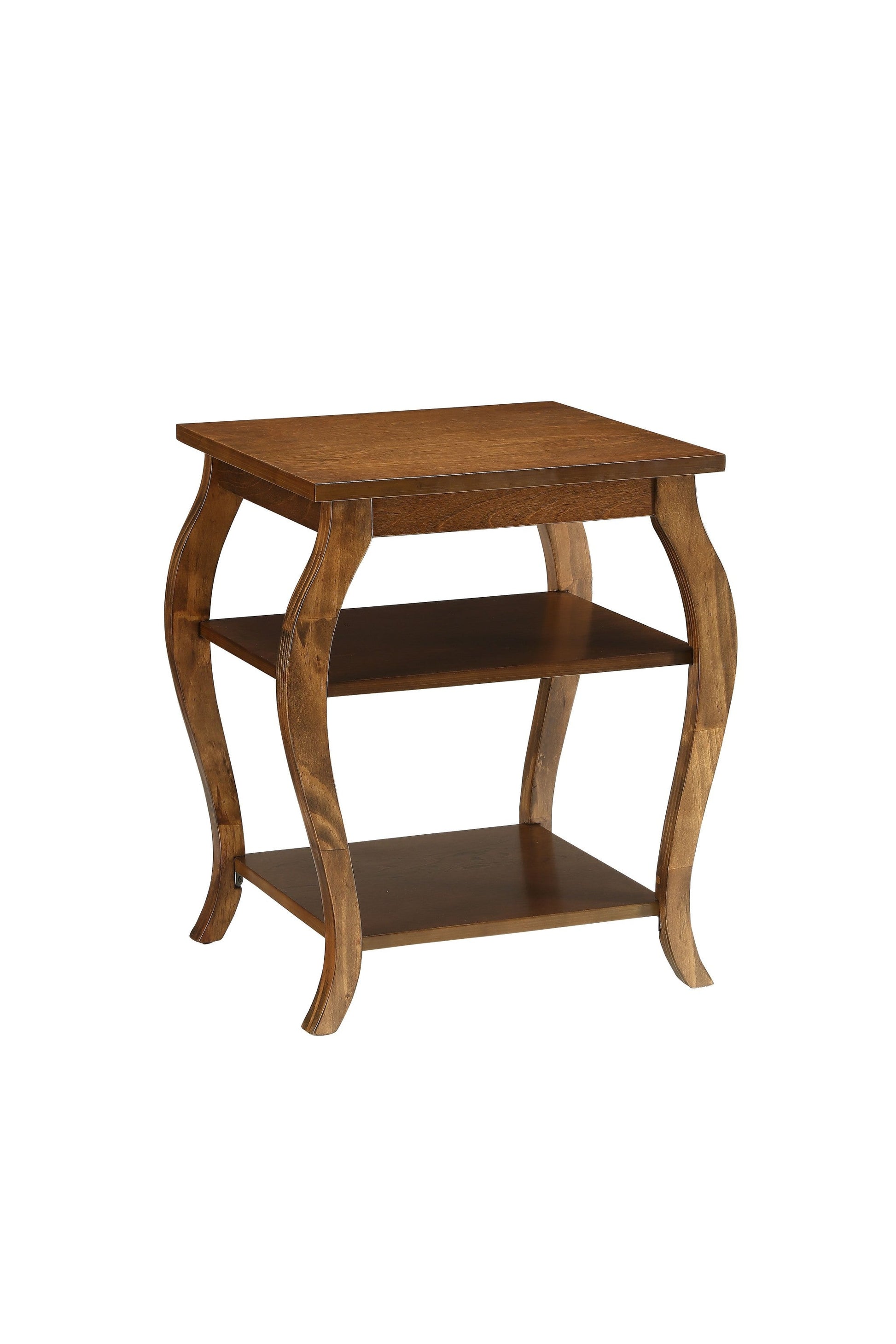 HomeRoots Bow Leg Square End Table With Walnut Finish