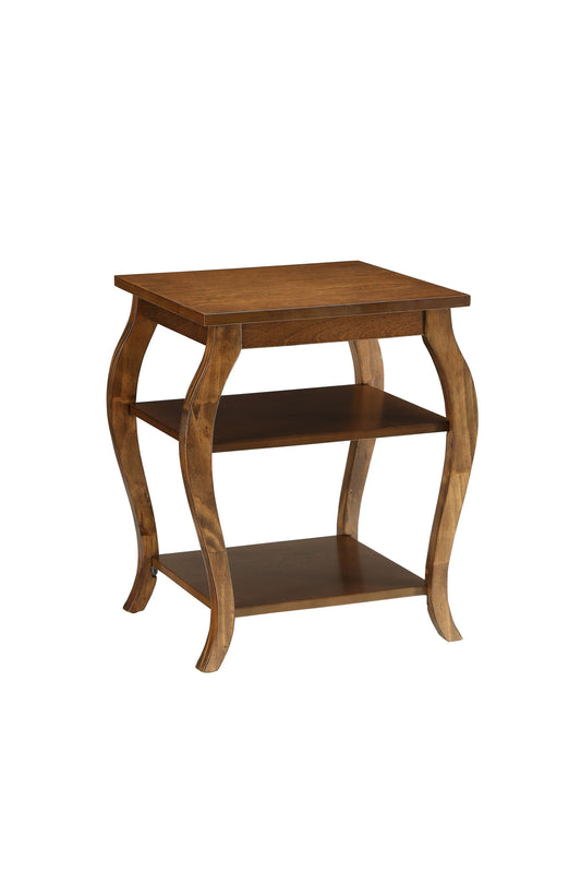 HomeRoots Bow Leg Square End Table With Walnut Finish