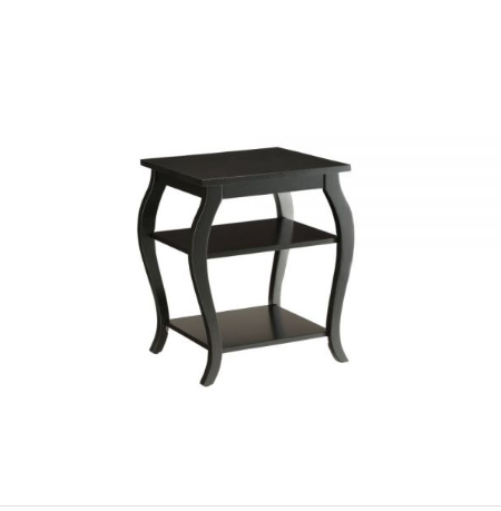 HomeRoots Bow Leg Square End Table in Black Finish