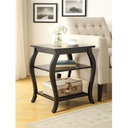 HomeRoots Bow Leg Square End Table in Black Finish
