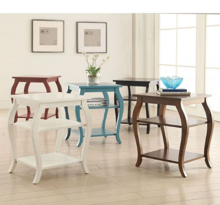 HomeRoots Bow Leg Square End Table in Black Finish
