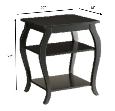 HomeRoots Bow Leg Square End Table in Black Finish