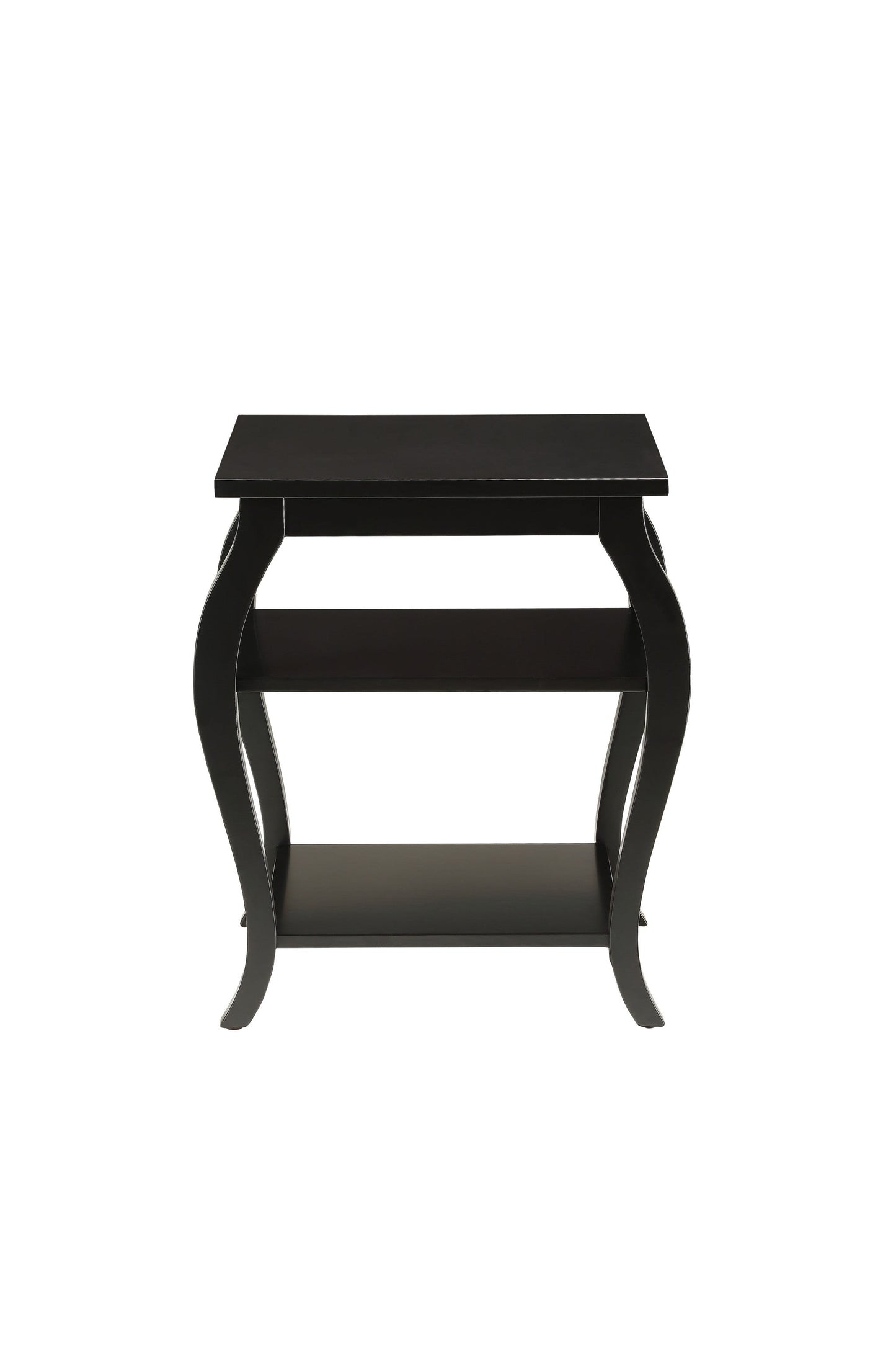 HomeRoots Bow Leg Square End Table in Black Finish
