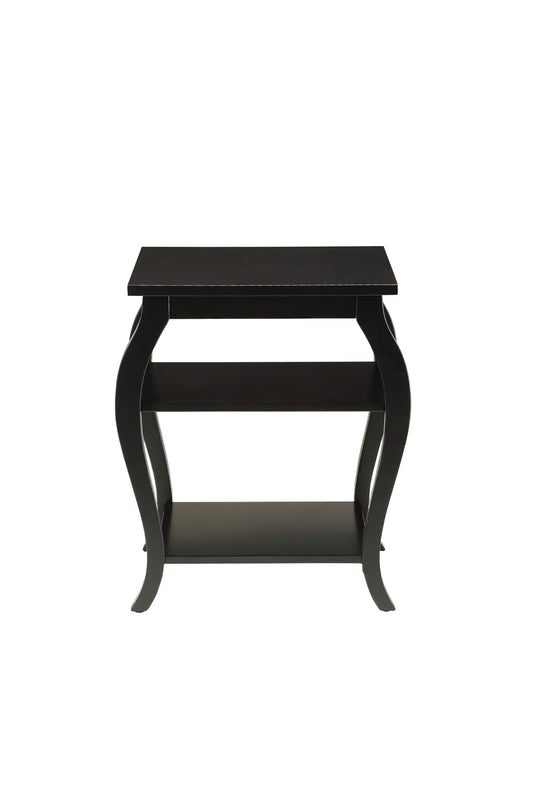 HomeRoots Bow Leg Square End Table in Black Finish