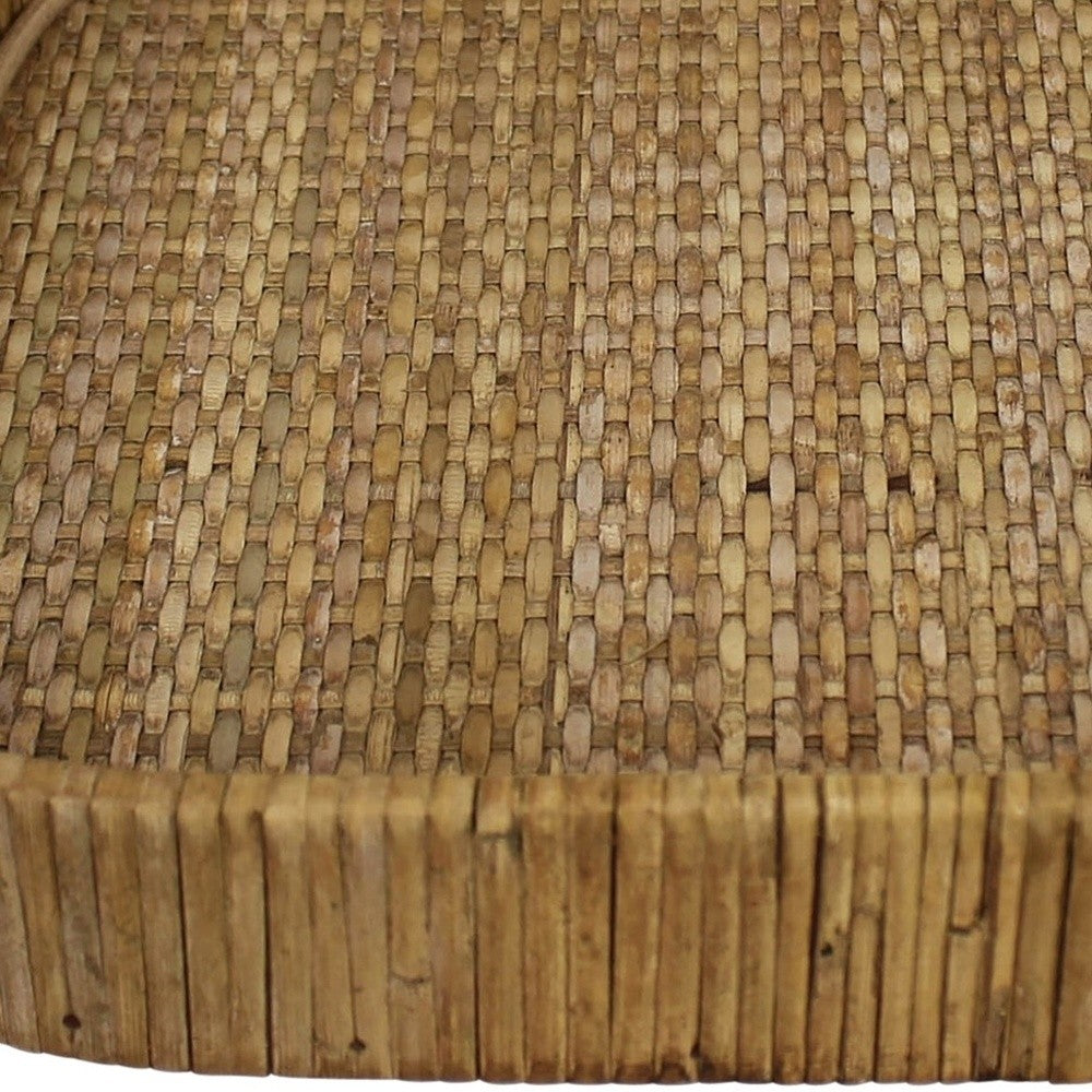 HomeRoots Braided Bamboo Square Tray in Natural Finish