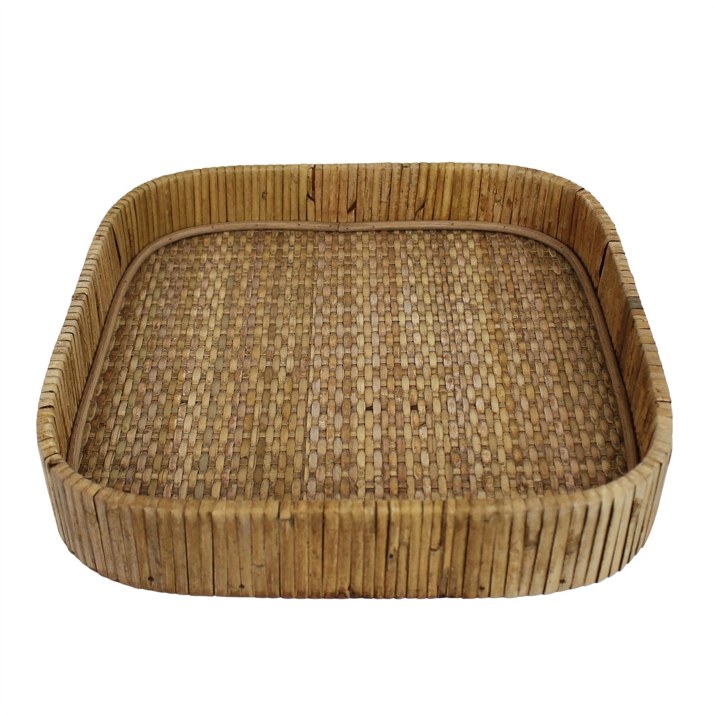 HomeRoots Braided Bamboo Square Tray in Natural Finish